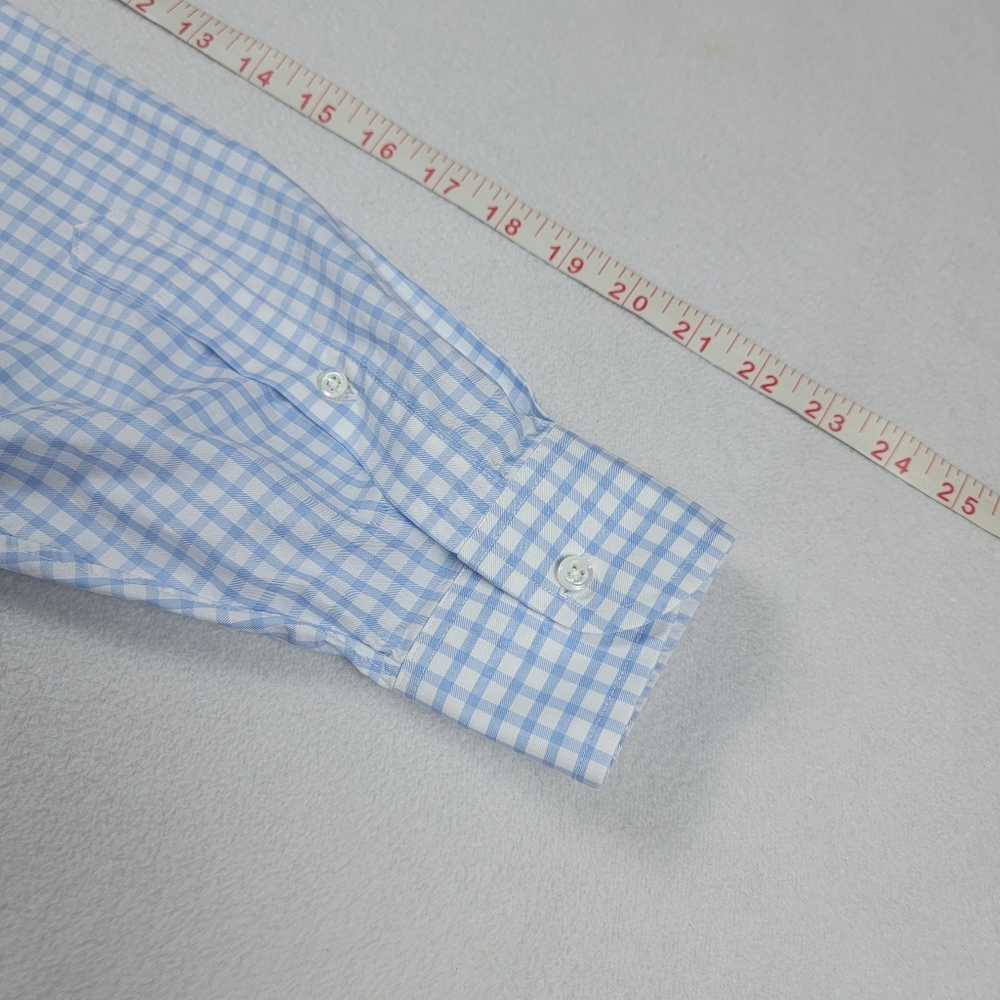 Ben Silver Charleston Button Down Shirt Men's 16.5-33 Blue Check 100% Cotton - Picture 11 of 11